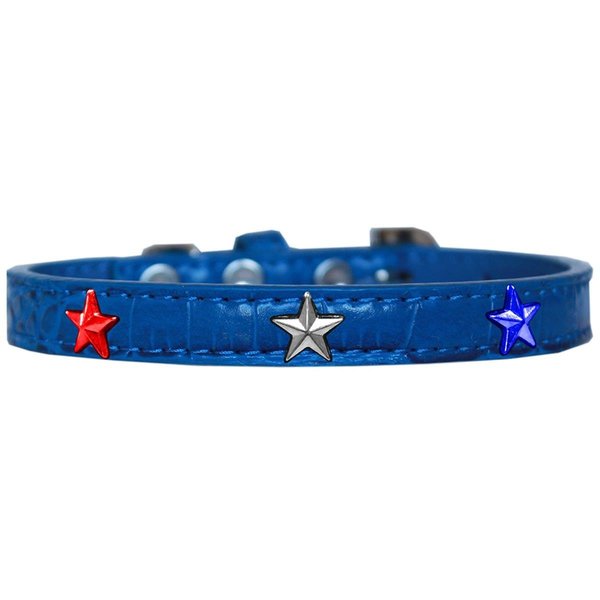 Mirage Pet Products RedWhite & Blue Star Widget Croc Dog CollarBlue Size 16 720-21 BLC16